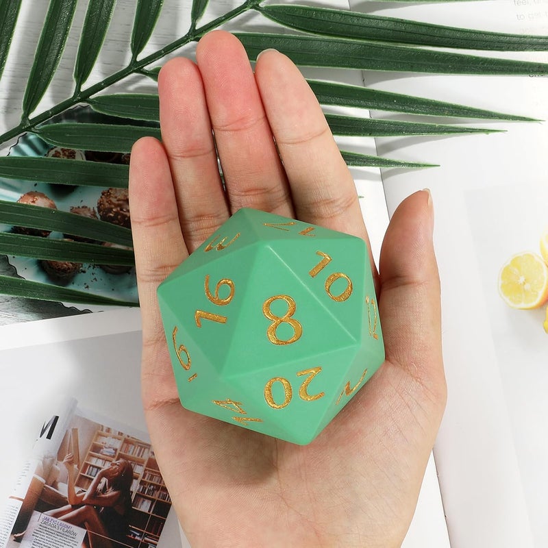 CSITORWWE 55mm Giant D20 Dice,20 Sided Resin Dice with Velvet Pouch, Titan Polyhedral Dice for TTRPG Tabletop Gaming,Dungeon Masters,RPG Adventures(Green) - Image 3